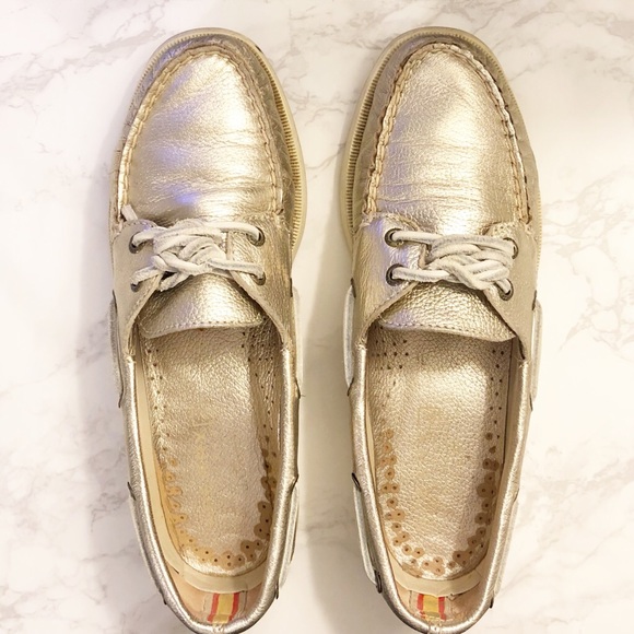 SPERRY TOP-SIDER® J.CREW METALLIC BOAT SHOES SZ 7 - Picture 5 of 8